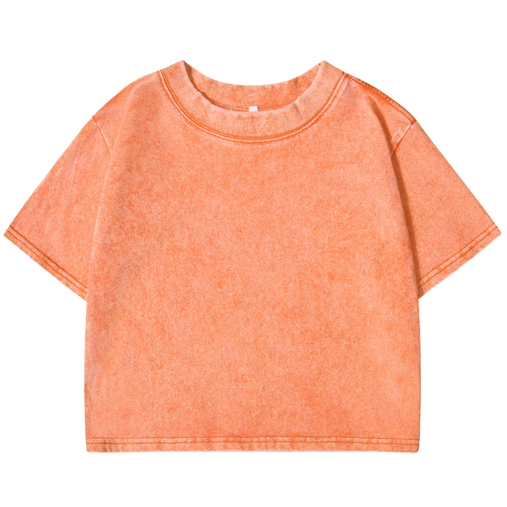 Women's Vintage Washed Crop T-Shirt – Soft 100% Cotton Streetwear Tee