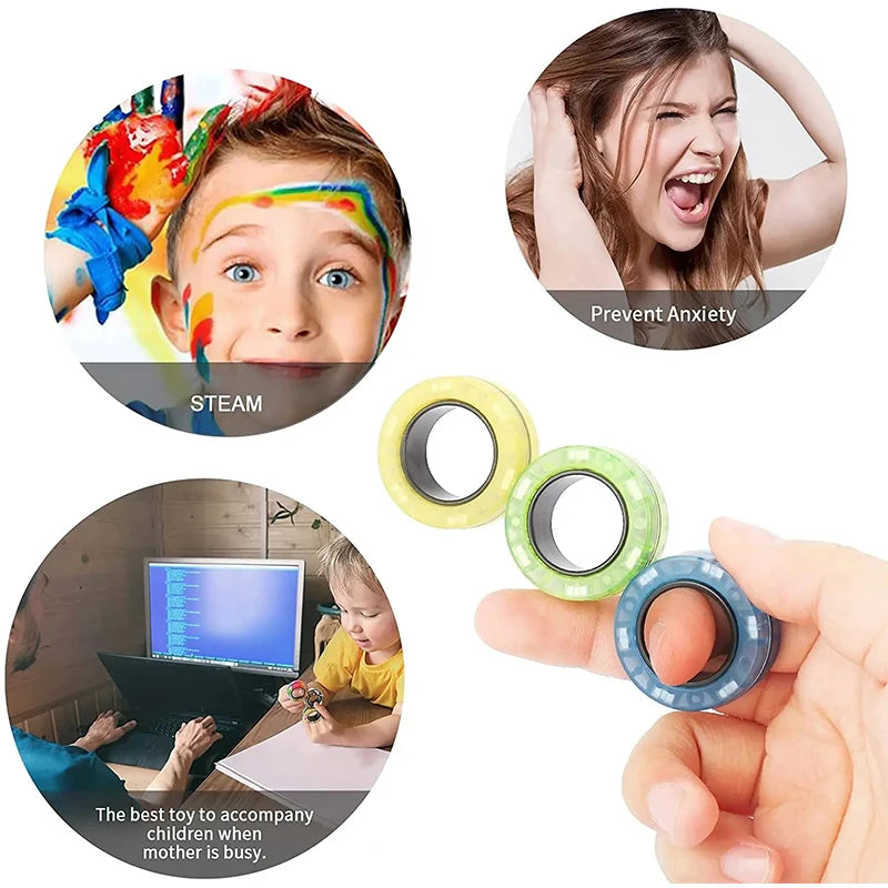 Magnetic Spinner Rings Fidget Set – 3PCS Gift Pack