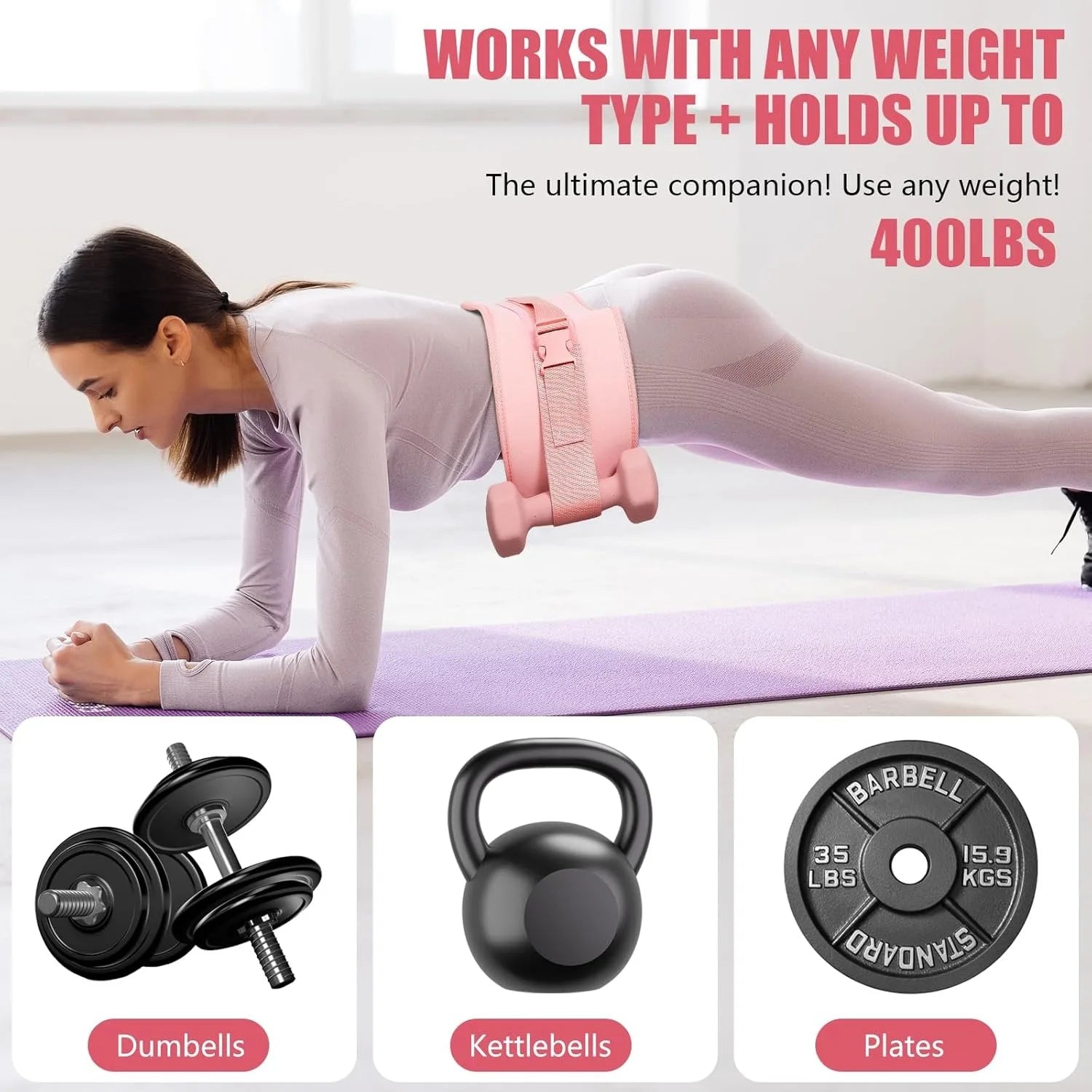 Hip Thrust Belt — Thick & Wide Comfort Belt for Dumbbells, Kettlebells & Plates