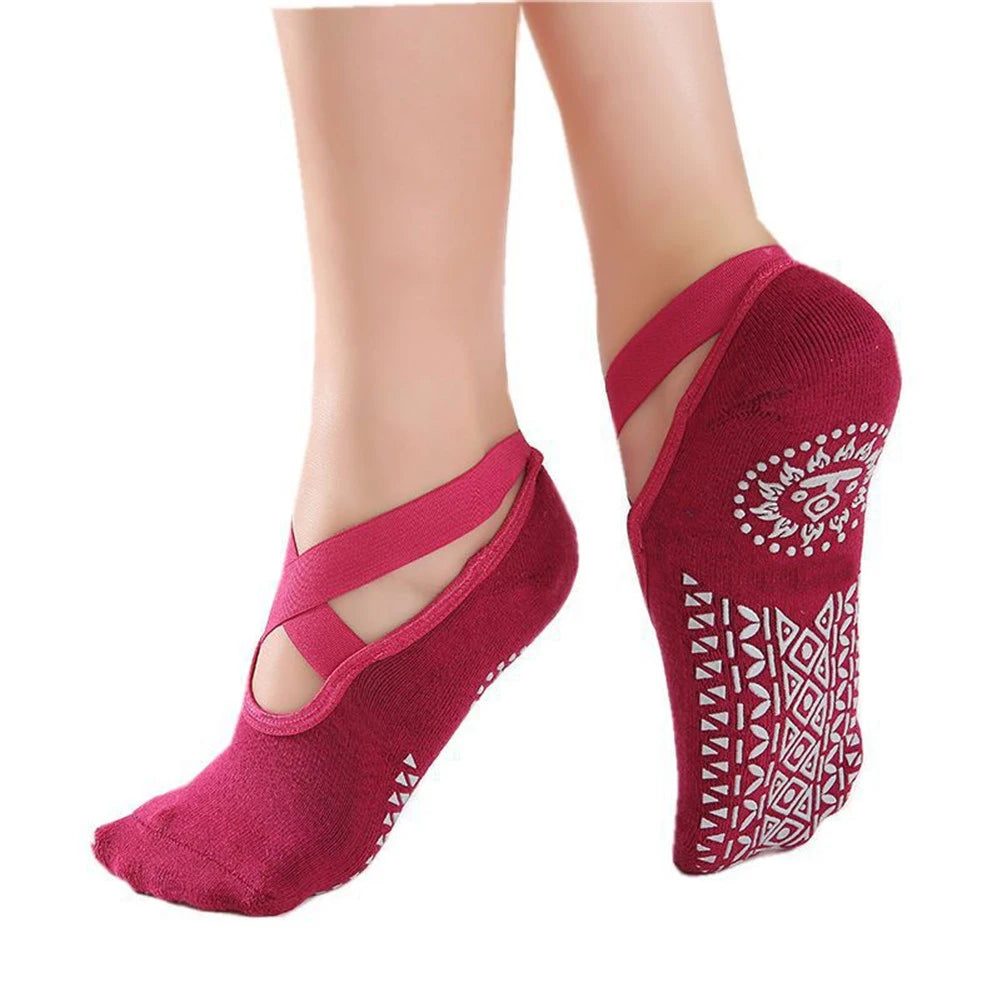 Women's Non-Slip Yoga & Pilates Grip Socks – Cotton Anti-Slip Barre Socks