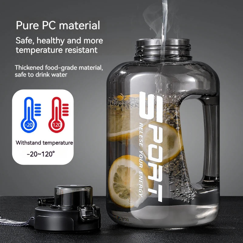 Large Capacity Sports Water Bottle with Straw — BPA-Free, 1.2L to 2.5L
