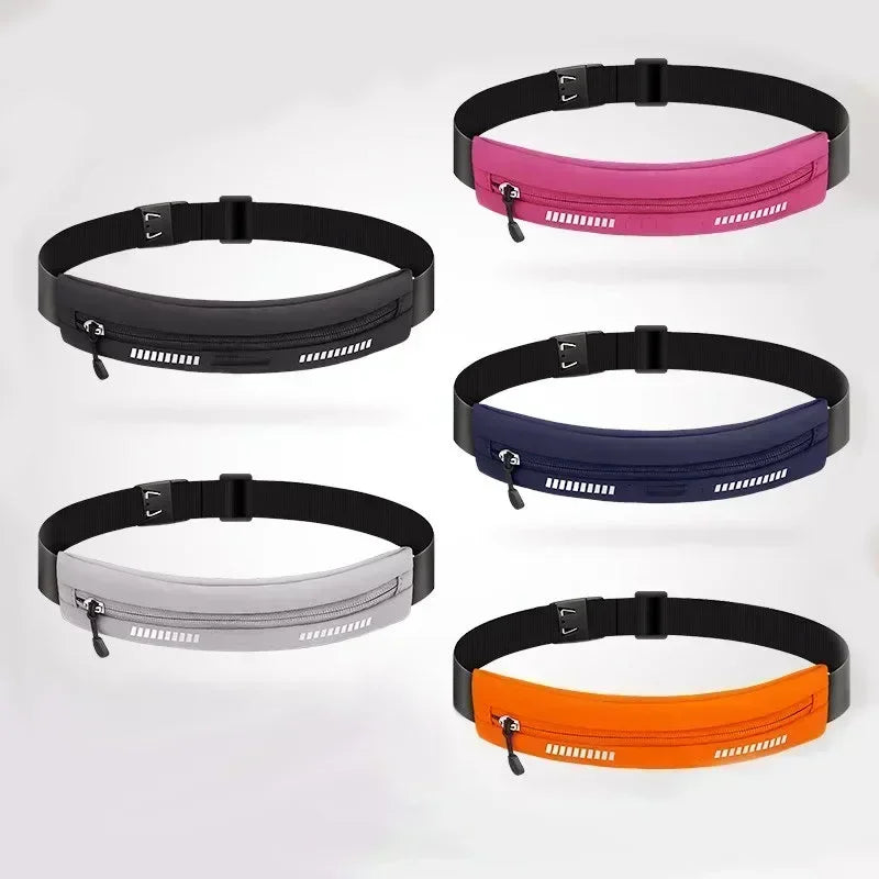 Running Belt with Phone Holder — Waterproof Sports Waist Pack with Reflective Strips