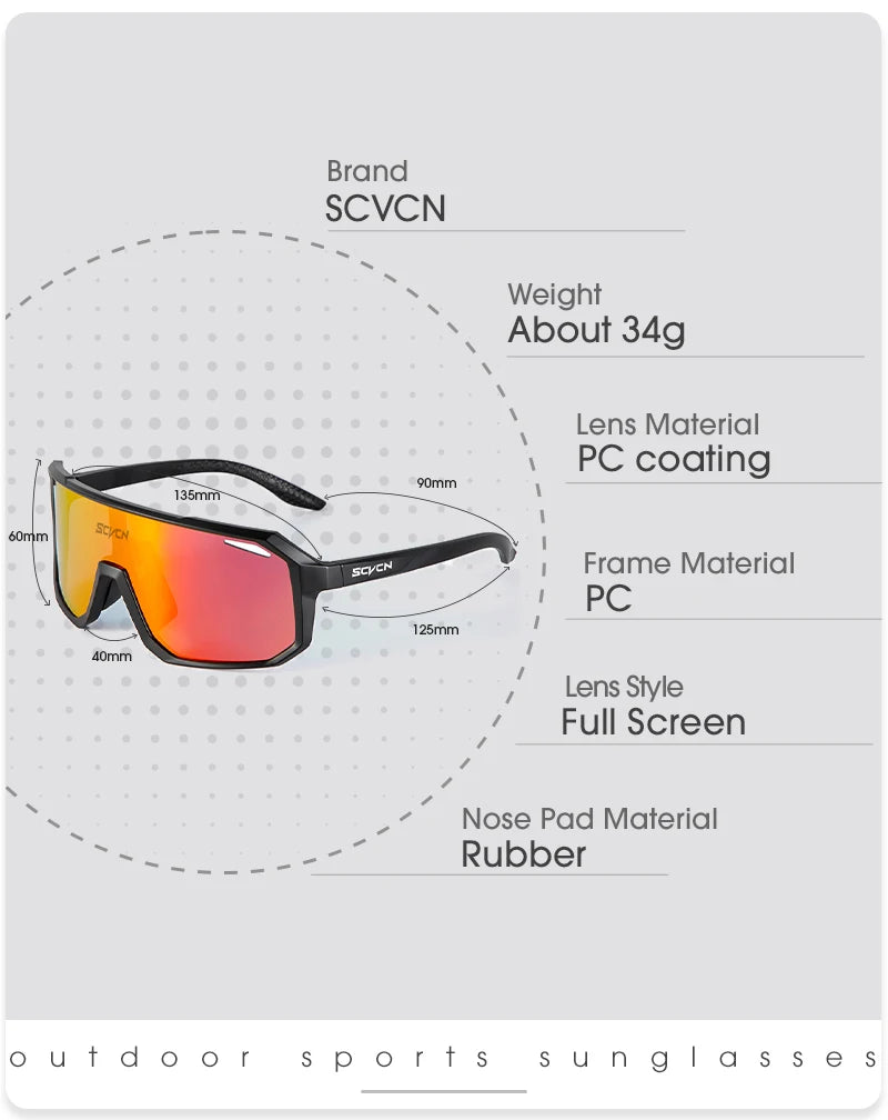 Photochromic Cycling Sunglasses — UV400 Protection, TR-90 Frame, Unisex Sports Eyewear