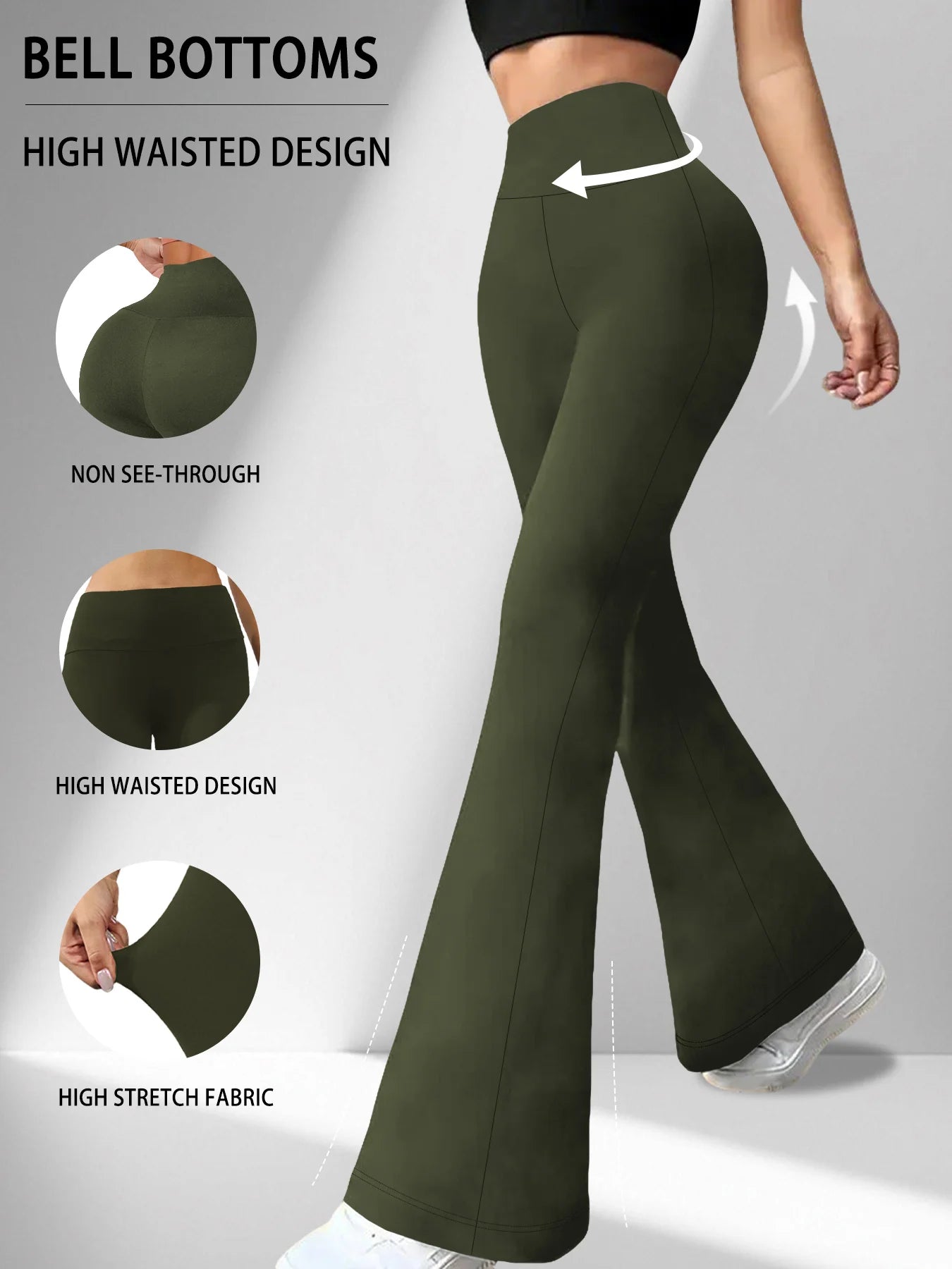 Women's High Waist Flare Leggings | Tummy Control Bell Bottom Yoga Pants