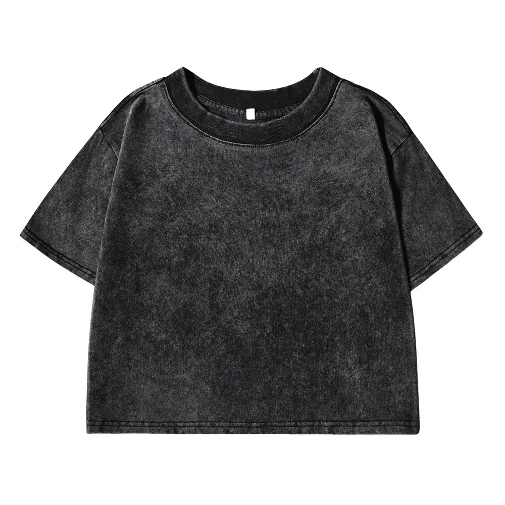 Women's Vintage Washed Crop T-Shirt – Soft 100% Cotton Streetwear Tee