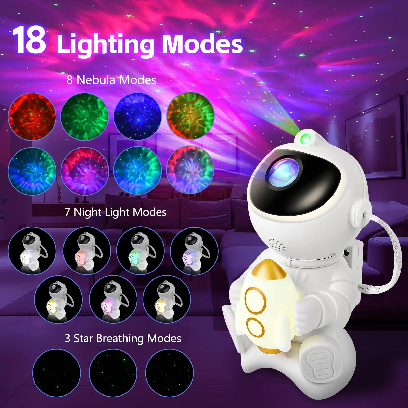 Astronaut Star Projector with Bluetooth Speaker
