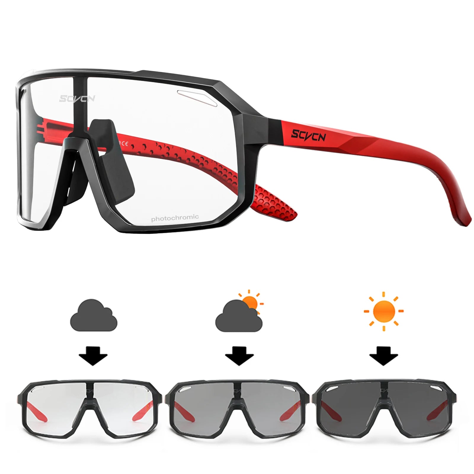 Photochromic Cycling Sunglasses — UV400 Protection, TR-90 Frame, Unisex Sports Eyewear