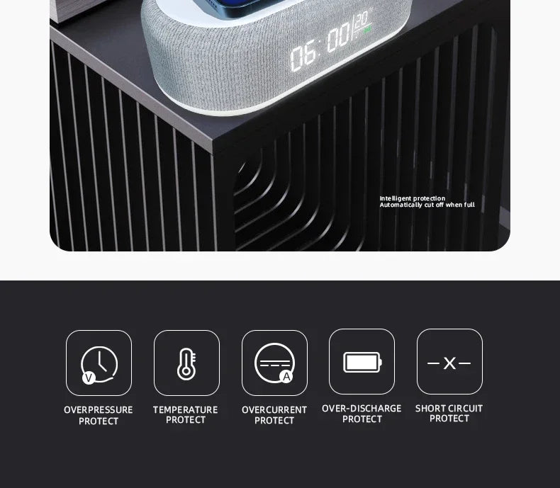 5-in-1 Wireless Charging Alarm Clock