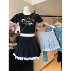 Ruffle Lace A-Line Mini Skirt – Slim Fit Pleated Skirt for Women