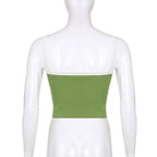 Women's Patchwork Knit Crop Cami Top – Sleeveless Backless Summer Tank