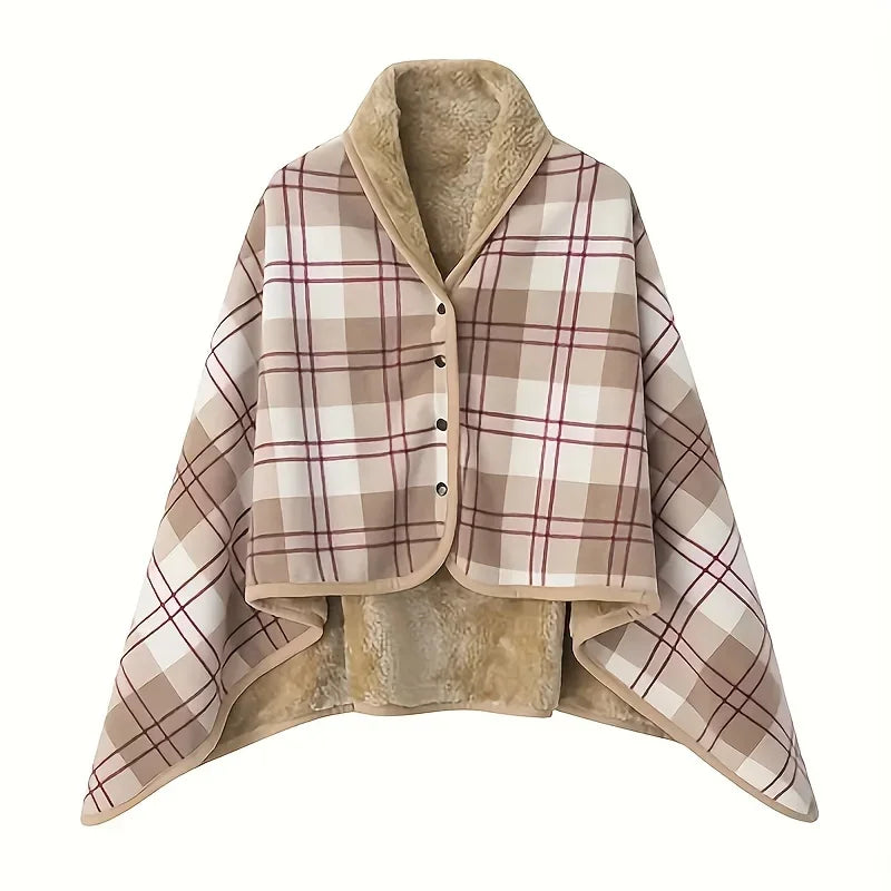 Wearable Flannel Shawl Blanket — Cozy Wrap for Home, Office & Travel