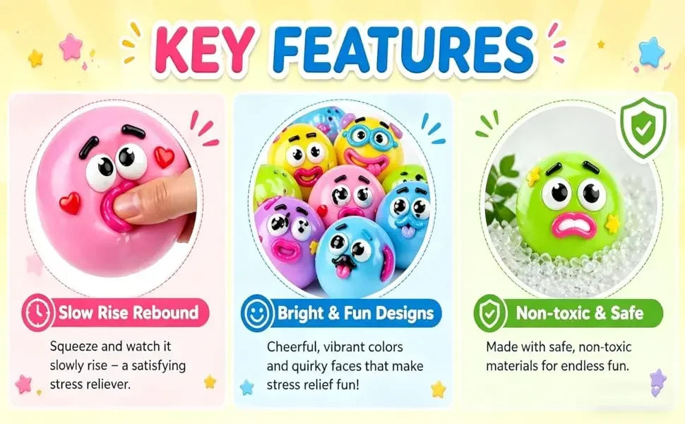 NEW Squishy Dog Face Toy — Slow Rise Stress Relief Squeeze Ball