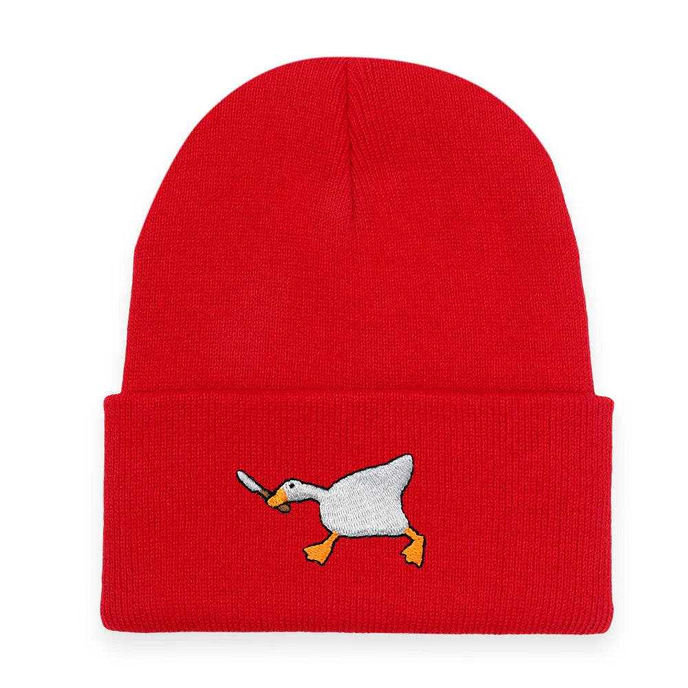 Big Goose Embroidered Knitted Beanie — Unisex Winter Hat | 17 Colors