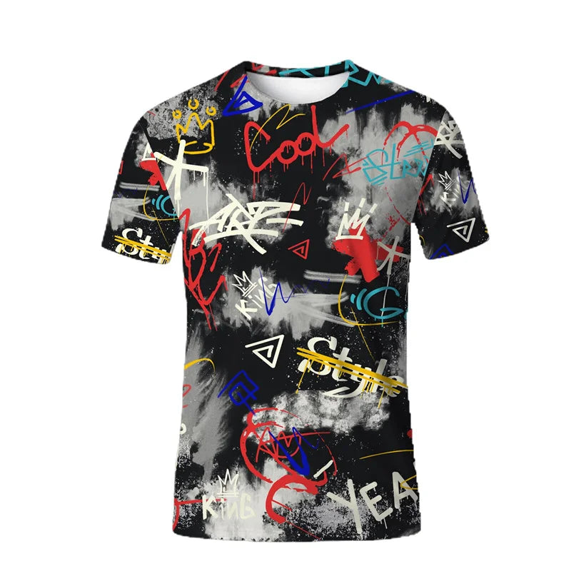 Retro 3D Print Hip Hop Streetwear Tee