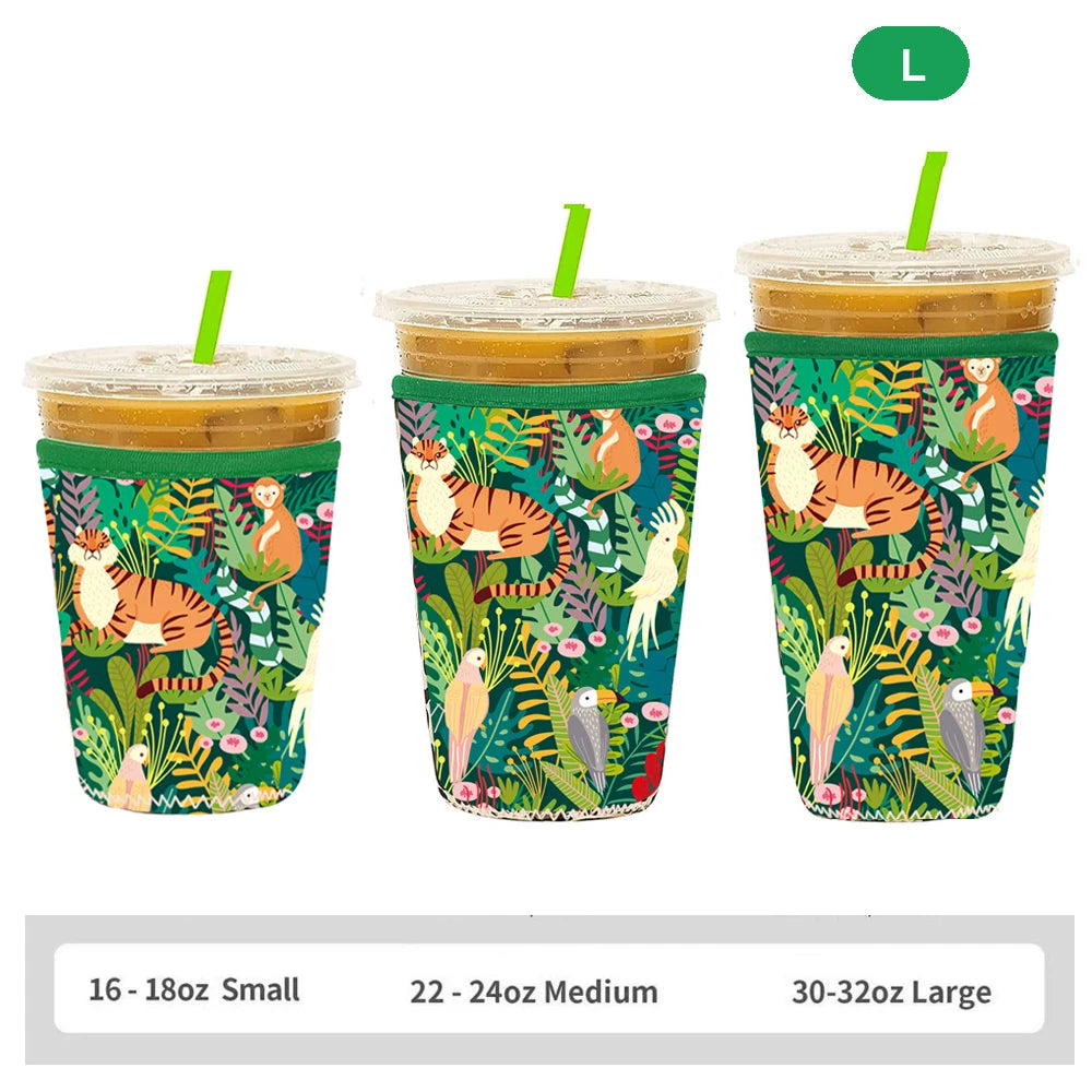 Reusable Neoprene Iced Coffee Sleeve – Fits 16–32oz Cups | 8 Fun Patterns