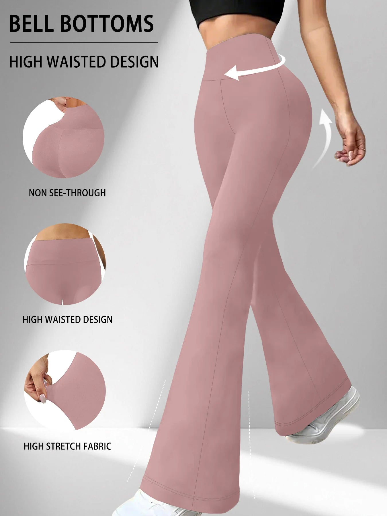 Women's High Waist Flare Leggings | Tummy Control Bell Bottom Yoga Pants