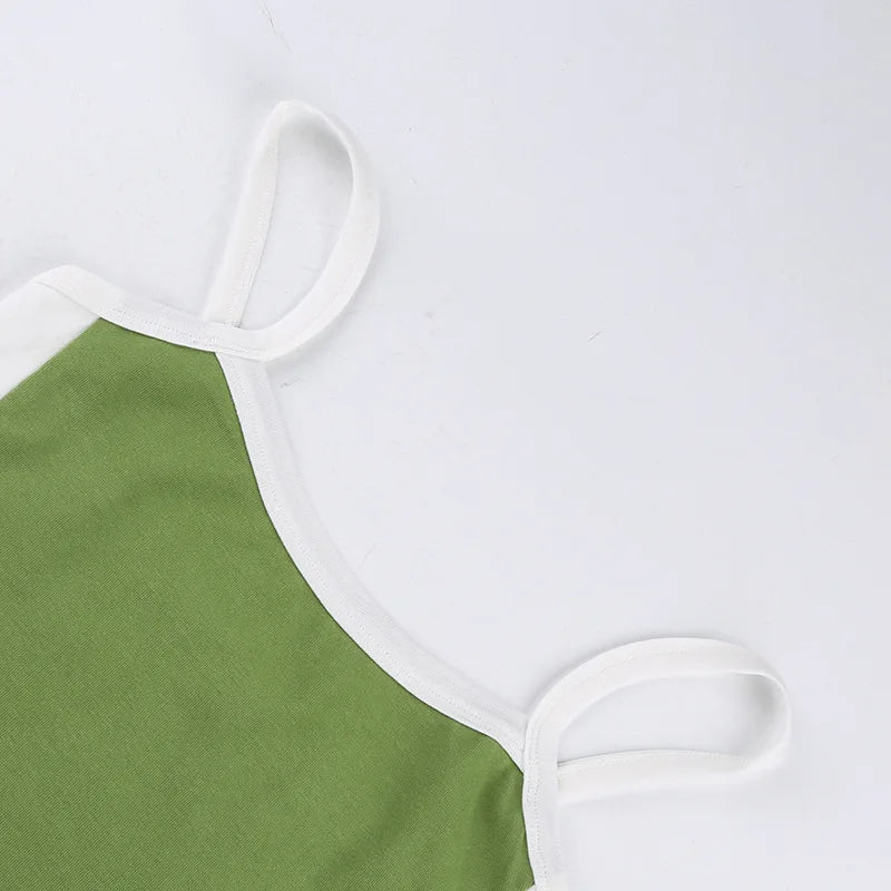 Women's Patchwork Knit Crop Cami Top – Sleeveless Backless Summer Tank
