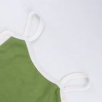 Women's Patchwork Knit Crop Cami Top – Sleeveless Backless Summer Tank