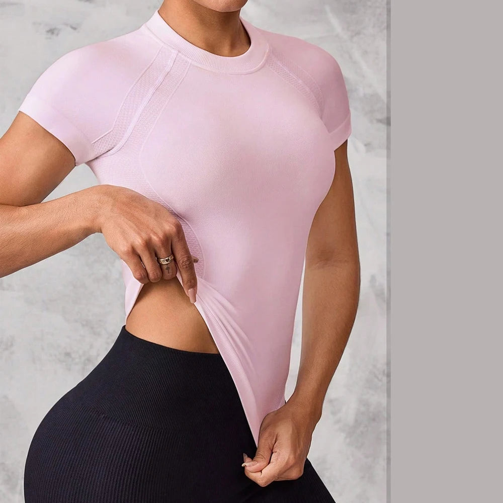 Women's Short-Sleeve Sports Top – Breathable Quick-Dry Running & Yoga Tee