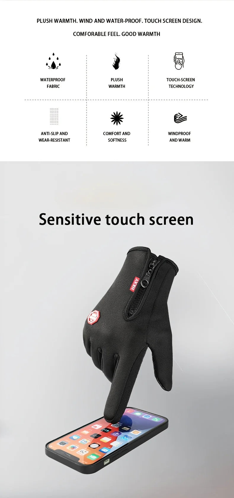Windproof Touchscreen Winter Gloves