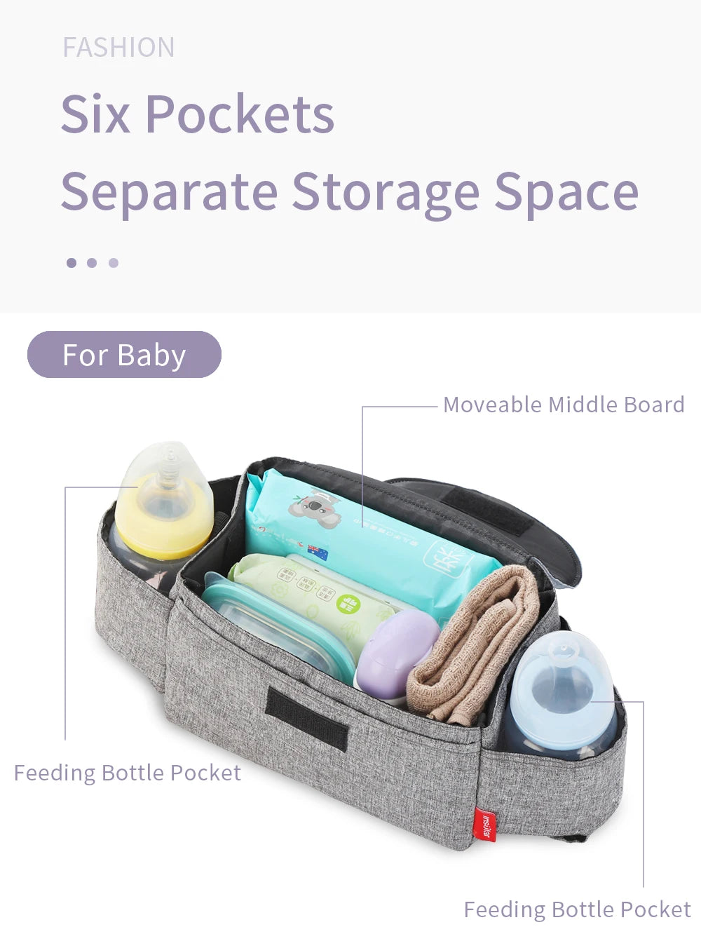 Insulated Diaper Bag with Bottle Warmer Pocket — Stroller-Ready Bag