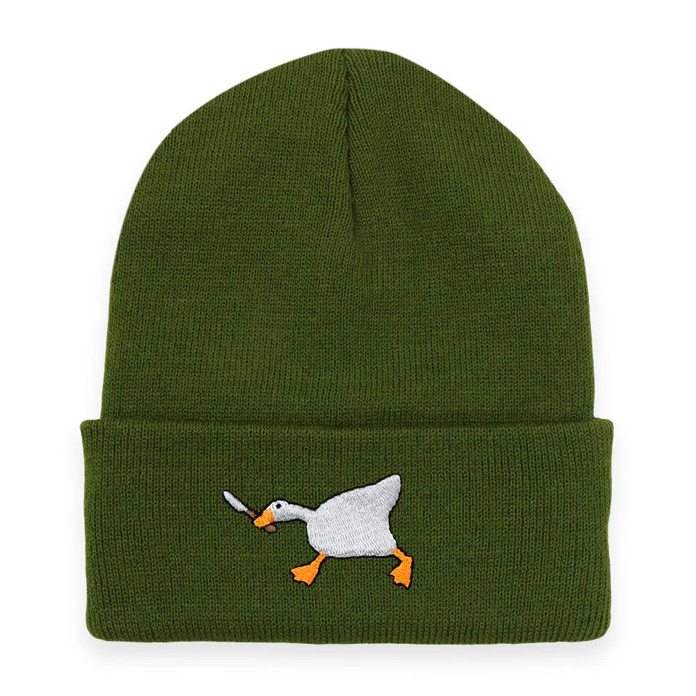 Big Goose Embroidered Knitted Beanie — Unisex Winter Hat | 17 Colors