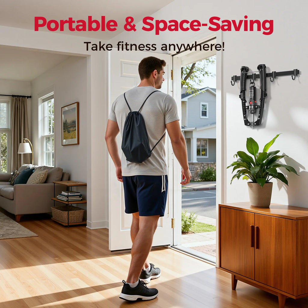 2-in-1 Hydraulic Arm Trainer & Ab Roller — 15-Level Adjustable Resistance, Full-Body Home Gym Kit