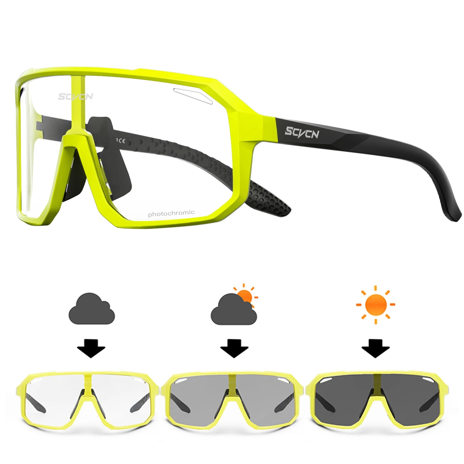 Photochromic Cycling Sunglasses — UV400 Protection, TR-90 Frame, Unisex Sports Eyewear
