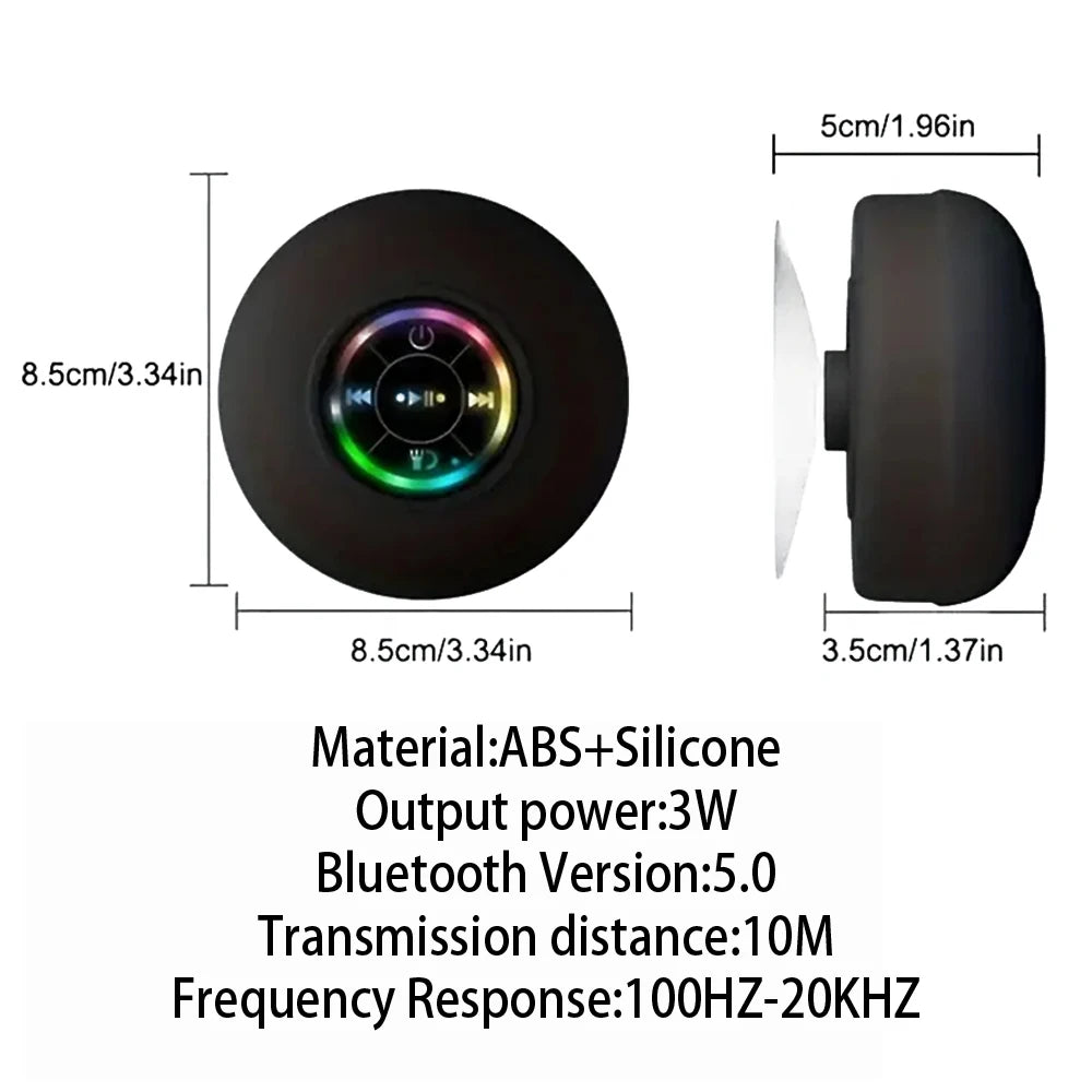 Waterproof Bluetooth Shower Speaker with Suction Cup & Hands-Free Calling