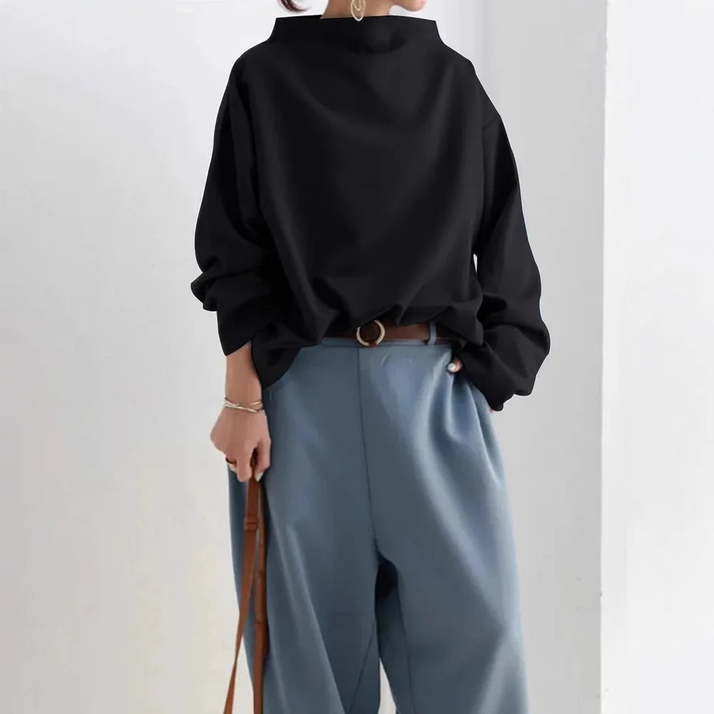 Women's Loose Turtleneck Long Sleeve Top