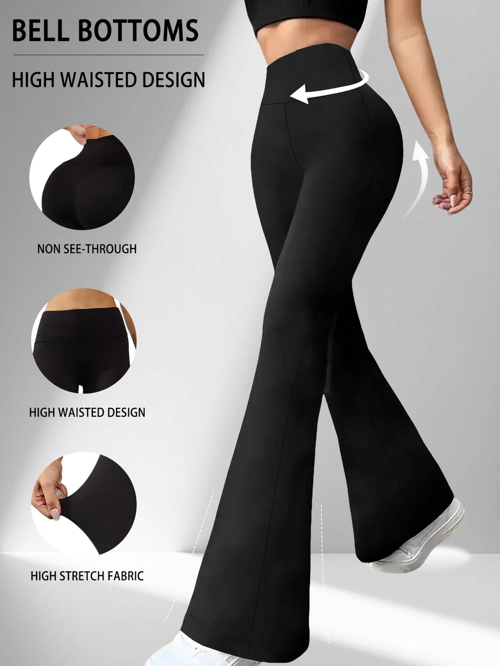 Women's High Waist Flare Leggings | Tummy Control Bell Bottom Yoga Pants