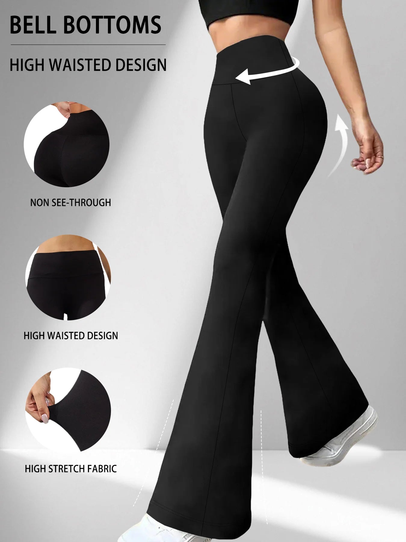 Women's High Waist Flare Leggings | Tummy Control Bell Bottom Yoga Pants