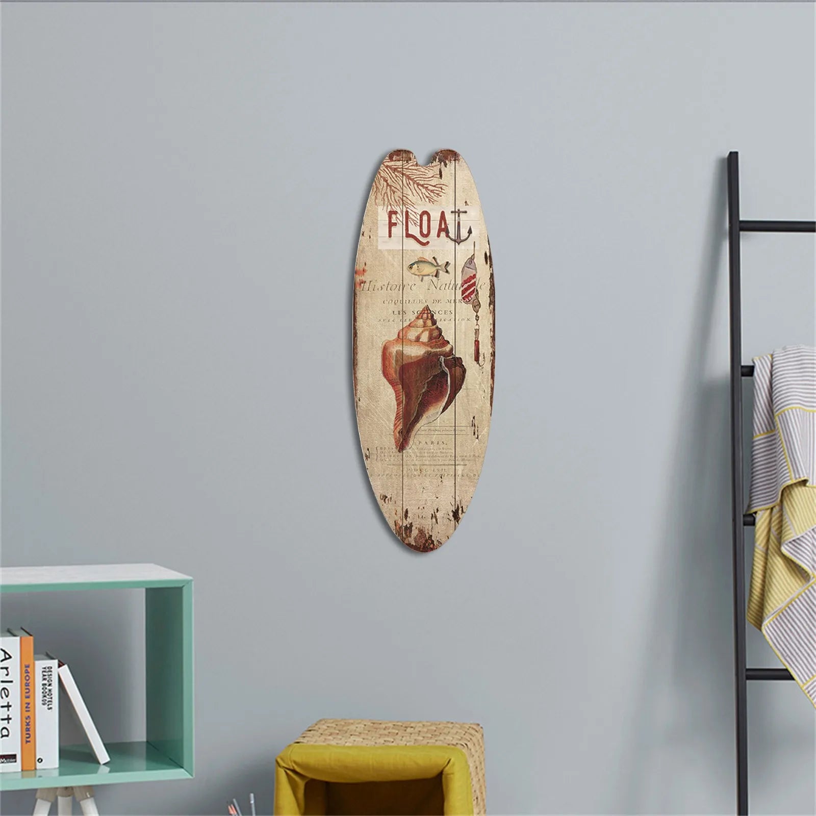 Vintage Wooden Surfboard Wall Sign — Coastal Beach Décor