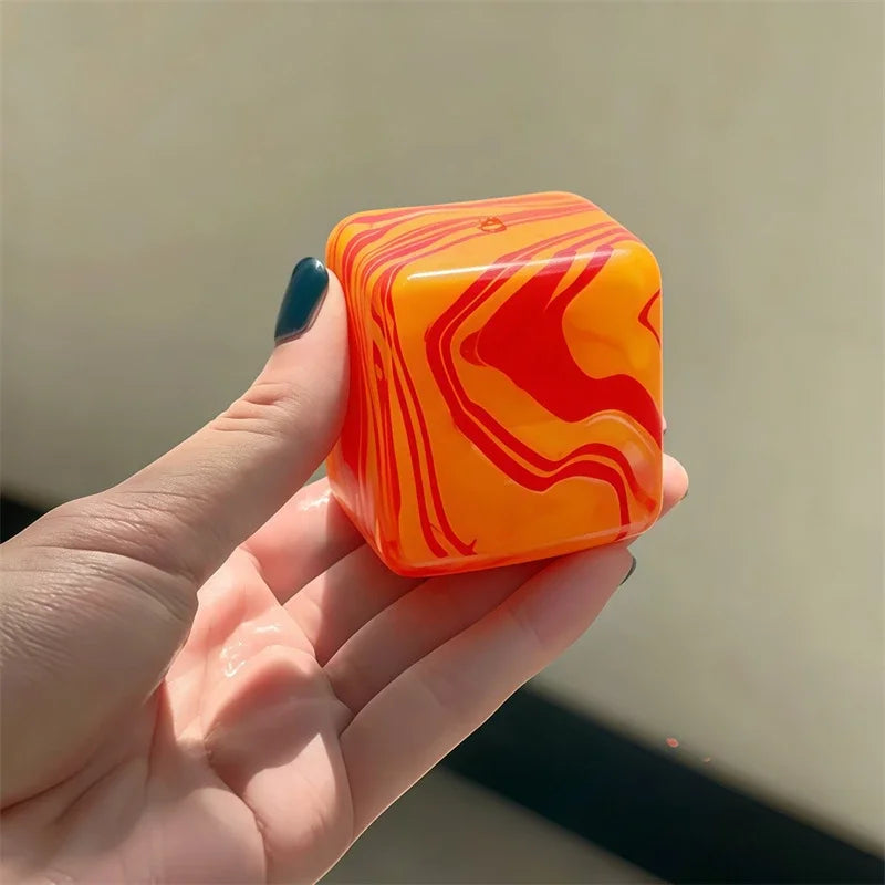 Rainbow Marbled Squishy Cube — Slow-Rise Stress Relief