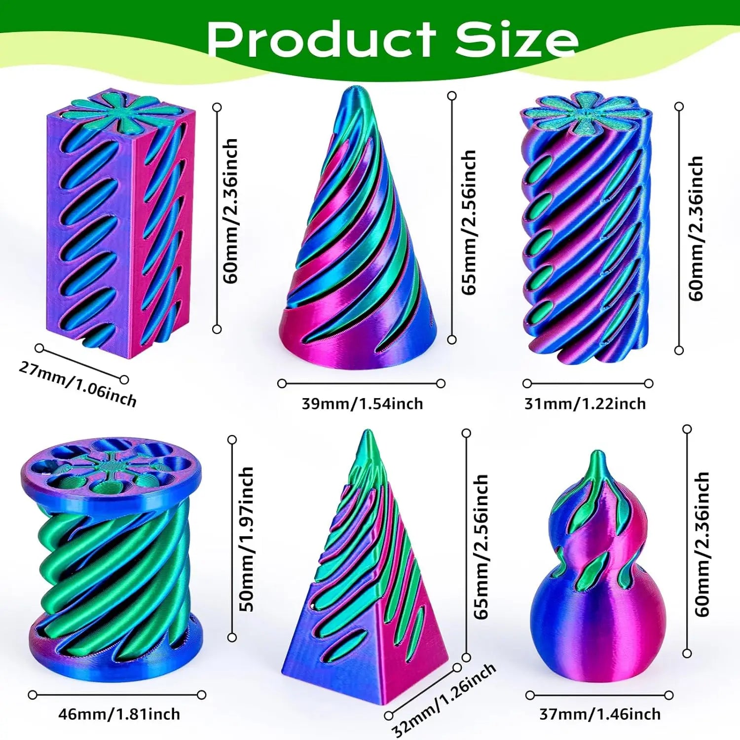 6 Pack Spiral Cone Fidget Toys