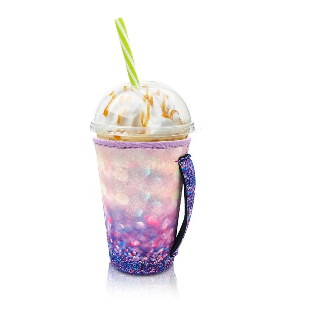Neoprene Iced Coffee Sleeve with Handle – Fits 30–32oz Cups