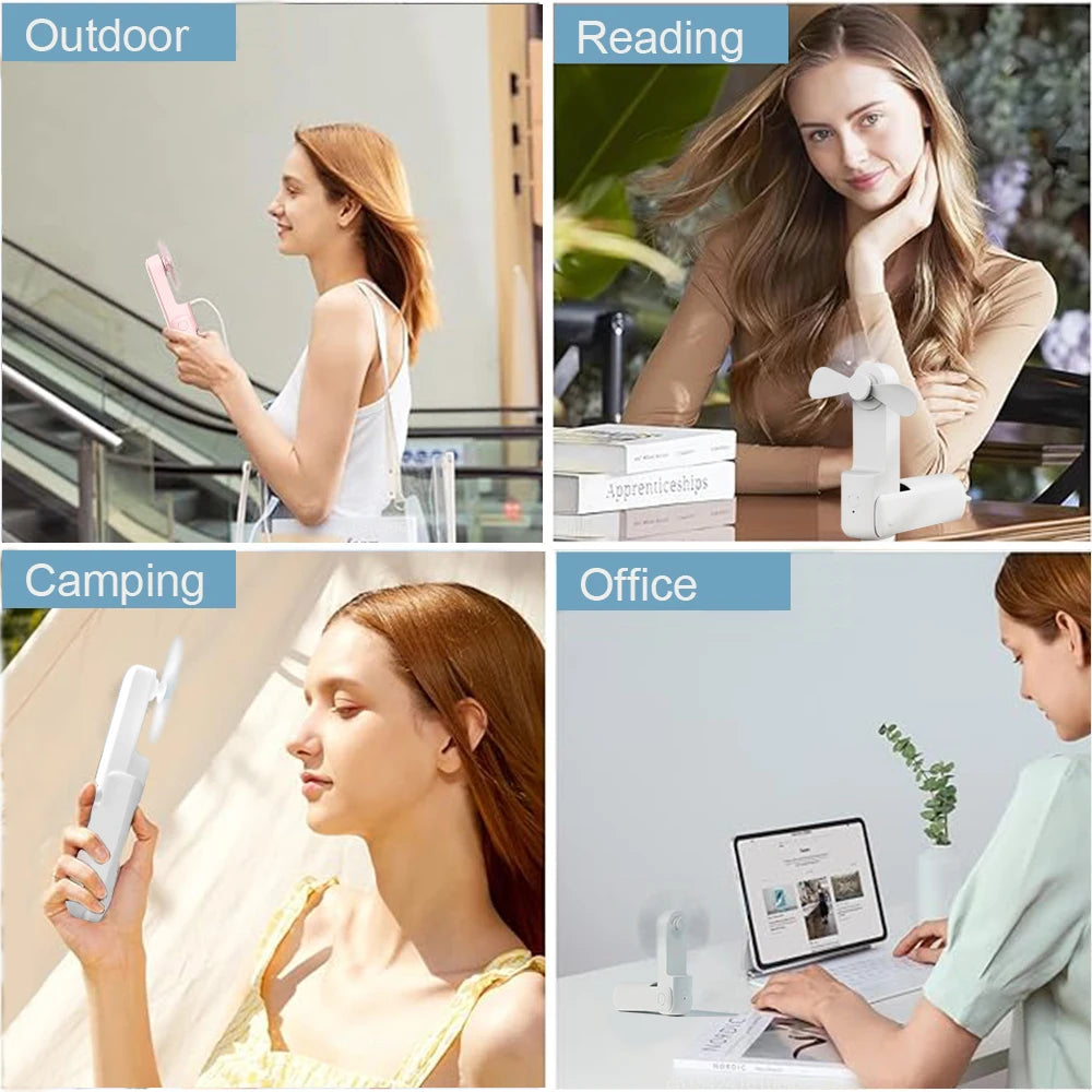 Pocket Fan with Power Bank – USB Rechargeable, Foldable & Ultra-Portable