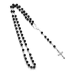Vintage Cross Necklace Rosary Beads Chain