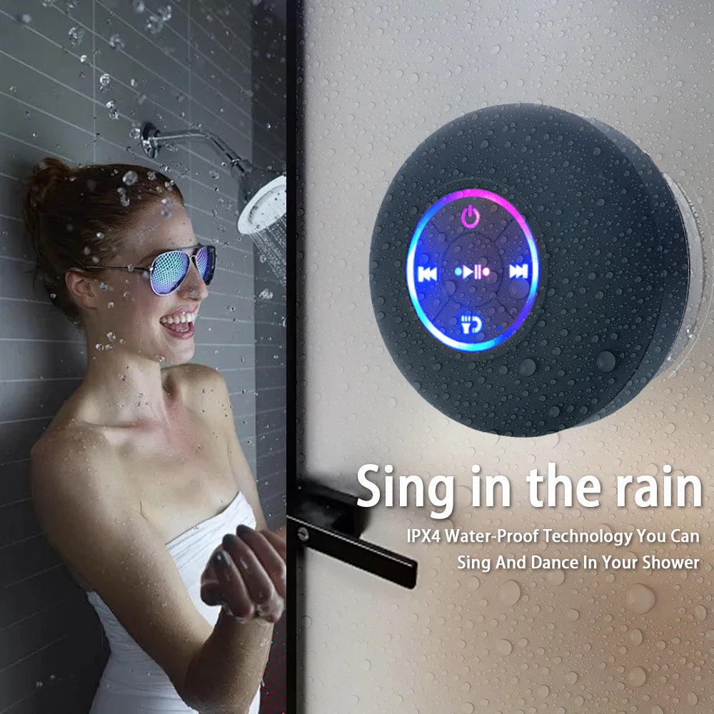Waterproof Bluetooth Shower Speaker with Suction Cup & Hands-Free Calling