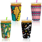 Reusable Neoprene Iced Coffee Sleeve – Fits 16–32oz Cups | 8 Fun Patterns