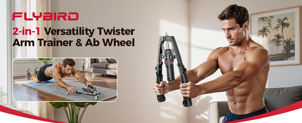 2-in-1 Hydraulic Arm Trainer & Ab Roller — 15-Level Adjustable Resistance, Full-Body Home Gym Kit