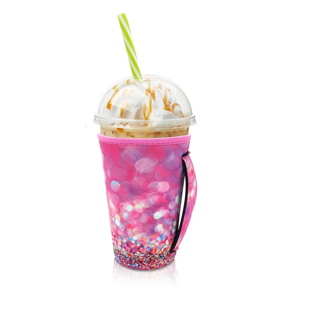 Neoprene Iced Coffee Sleeve with Handle – Fits 30–32oz Cups
