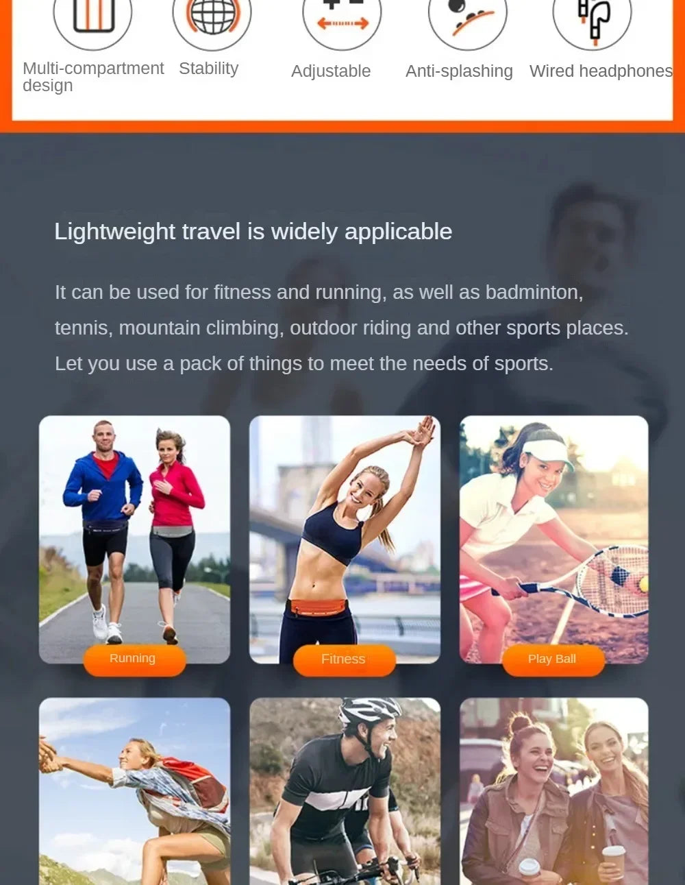 Running Belt with Phone Holder — Waterproof Sports Waist Pack with Reflective Strips