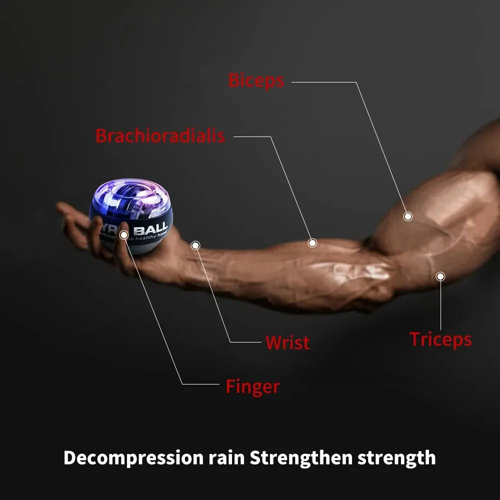 LED Gyro Wrist Power Ball — Auto-Start Arm & Grip Strength Trainer