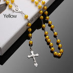 Vintage Cross Necklace Rosary Beads Chain