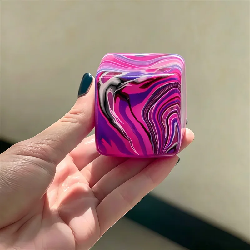 Rainbow Marbled Squishy Cube — Slow-Rise Stress Relief