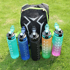 1L Motivational Sports Water Bottle with Straw & Time Scale — BPA-Free, Leakproof