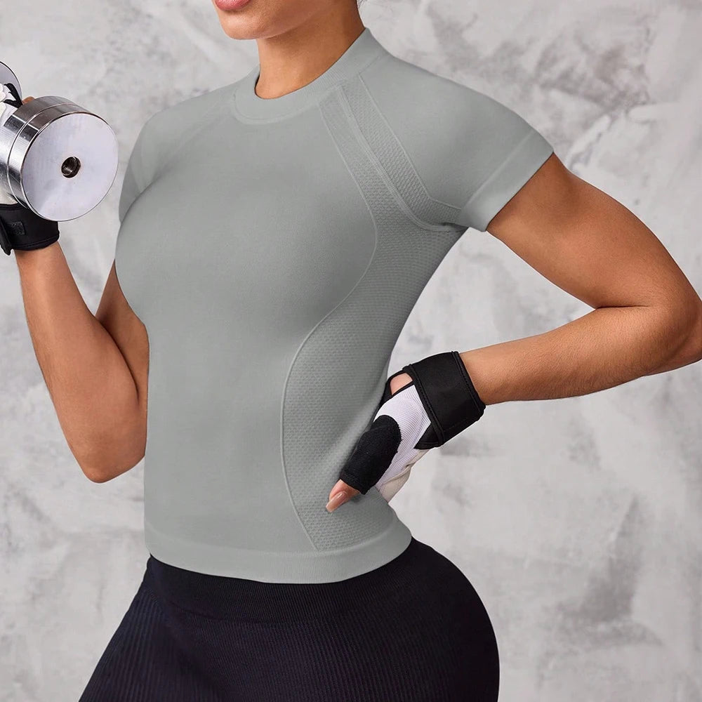 Women's Short-Sleeve Sports Top – Breathable Quick-Dry Running & Yoga Tee