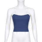 Women's Patchwork Knit Crop Cami Top – Sleeveless Backless Summer Tank