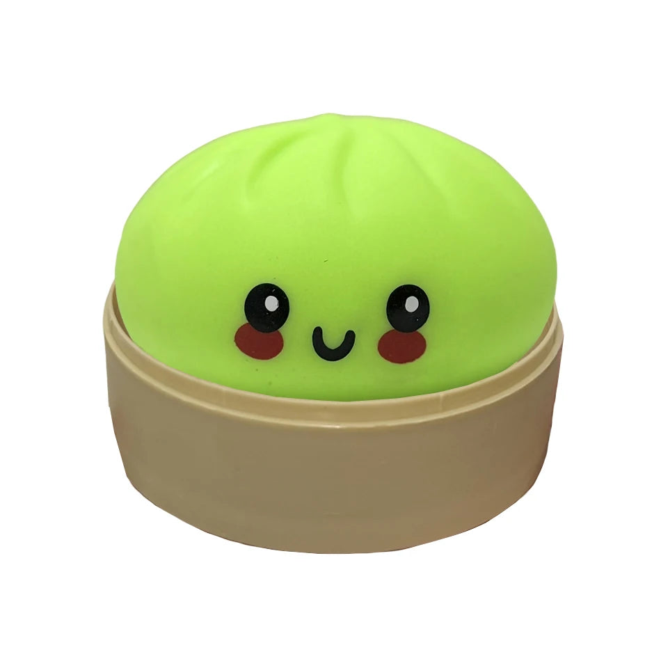 Giant Squishy Dumpling Stress Toy — Soft TPR with Bamboo Steamer